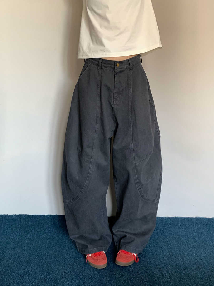 Washed Wide-Leg Cargo Pants – American Retro Unisex
