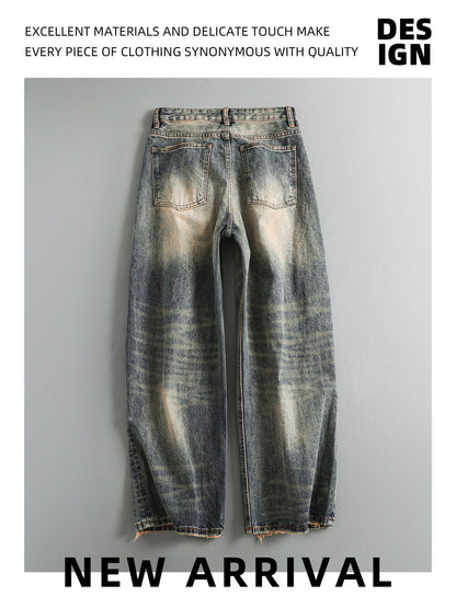 Washed Wide-Leg Straight Jeans – Japanese Vintage Loose Unisex – Pants | japanese streetwear | vintage workwear | unisex | Yamalinclothes