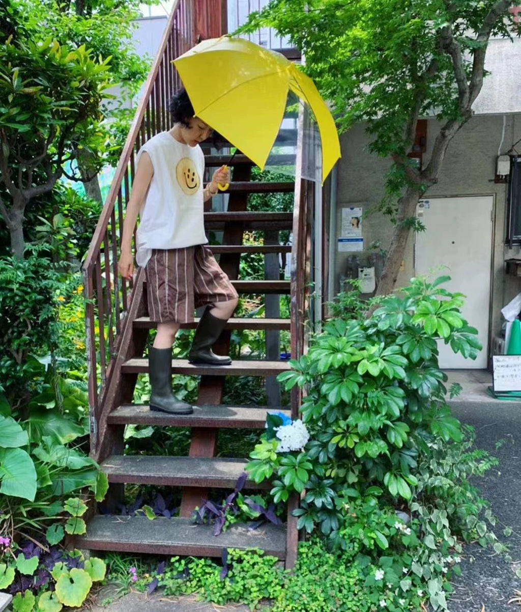 Four-eye smiley face tree stump annual ring casual day tide sleeveless T-shirt vest