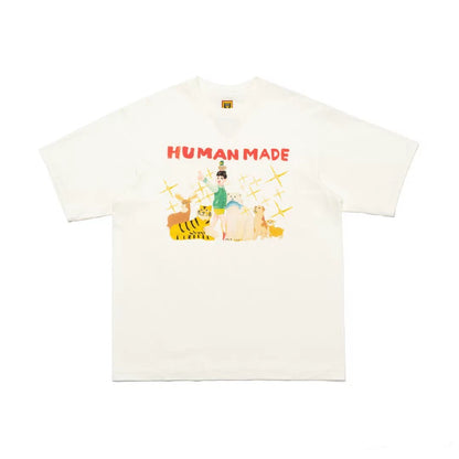 Japanese heavy slub cotton short-sleeved T-shirt loose round collar lovers short tee