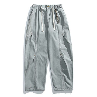 American Vintage Heavyweight Double Pleated Cargo Pants – Wide Leg Drawstring Workwear Trousers for Men | Japanese vintage | yamalin clothes | Yamalinclothes