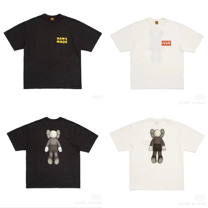 Japanese slub cotton heavy short sleeve t-shirt cartoon print summer short tee