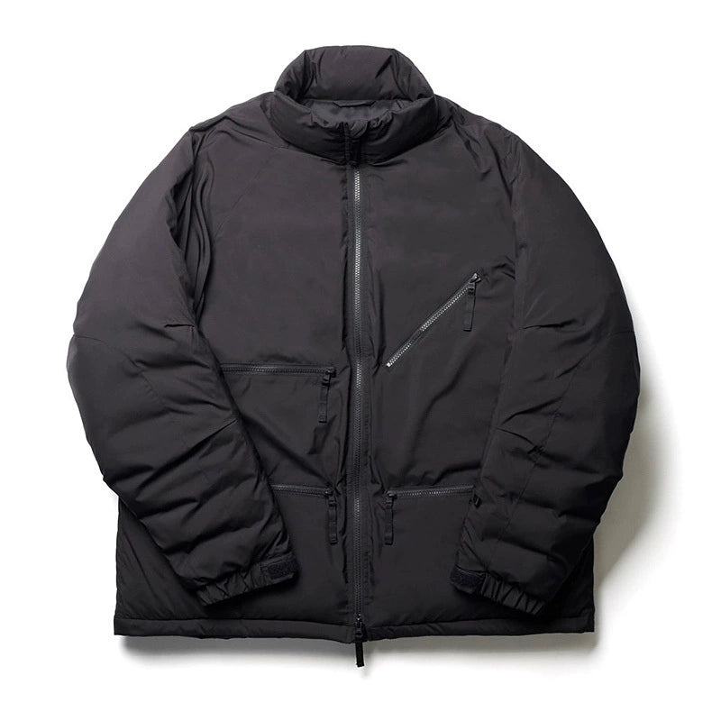 Japanese functional wind zipper multi-bag stand-up collar down jacket white duck down men's and women's jacket jacket