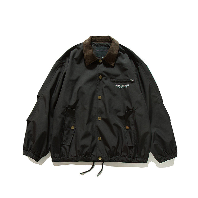 Japanese Vintage Contrast Embroidery Lapel Cargo Jacket – Oversized Unisex – Japanese vintage | yamalin clothes | Yamalinclothes