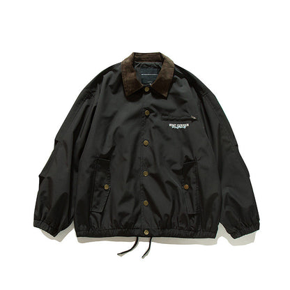 Japanese Vintage Contrast Embroidery Lapel Cargo Jacket – Oversized Unisex – Japanese vintage | yamalin clothes | Yamalinclothes