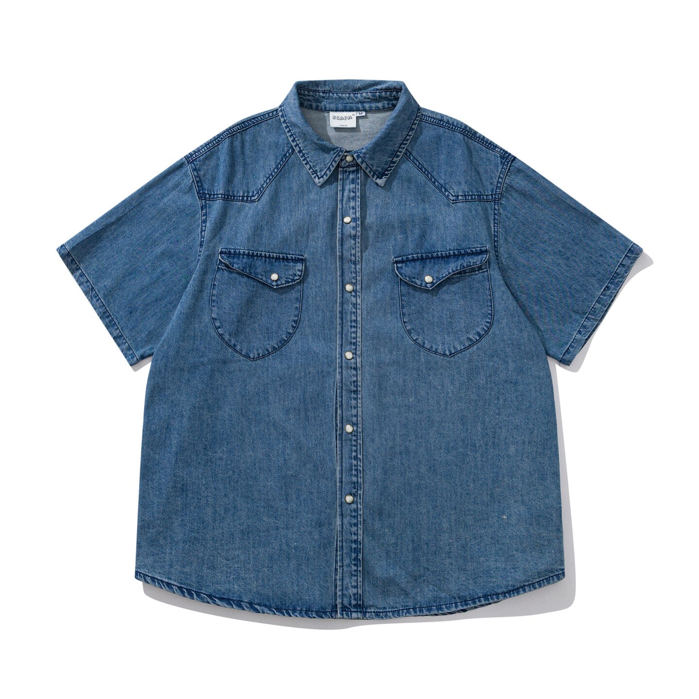 Japanese Vintage Multi-Pocket Denim Short Sleeve Shirt – Loose Fit Utility Workwear for Men – Japanese vintage | yamalin clothes | Yamalinclothes