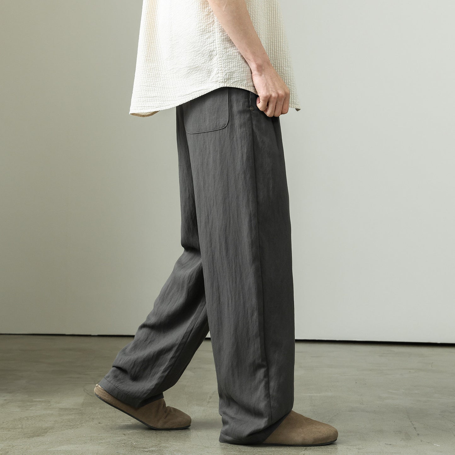 Draped Lyocell Wide Leg Pants – Loose Straight Tencel Linen Summer Ice Silk Slacks for Men – Japanese vintage | yamalin clothes | Yamalinclothes