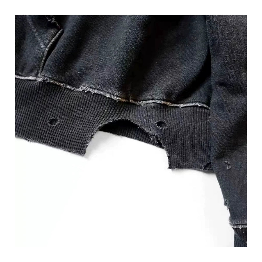 Kapital 25AW Bieber Same Hooded Sweatshirt - Japanese Batik Washed Destruction Gemstone Style