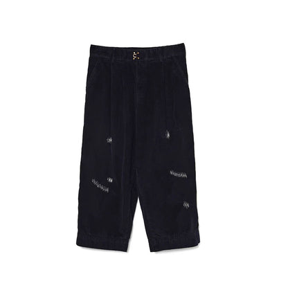 Japanese two-tone casual trend distressed unisex loose corduroy pants
