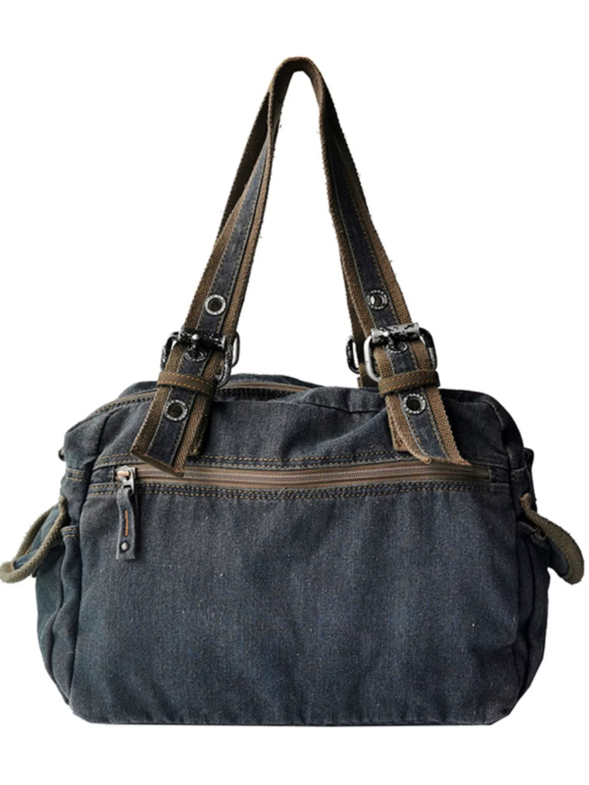 Washed Denim Leather Tote Bag – Vintage 3-Way Shoulder Crossbody Unisex – Bags | japanese streetwear | vintage workwear | unisex | Yamalinclothes