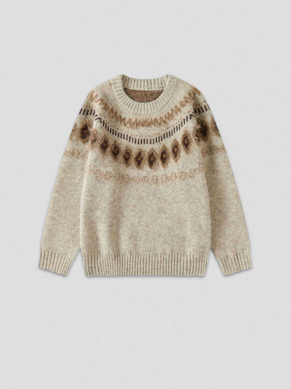 Fair Isle Sweater – Fuzzy Jacquard Crewneck