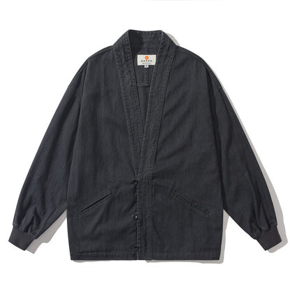 American Vintage Cotton Robe Jacket – Men's Loose Solid Casual Coat