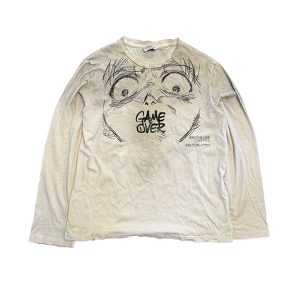 Illustrated Punk Distressed Long Sleeve T-Shirt – Vintage Loose Unisex