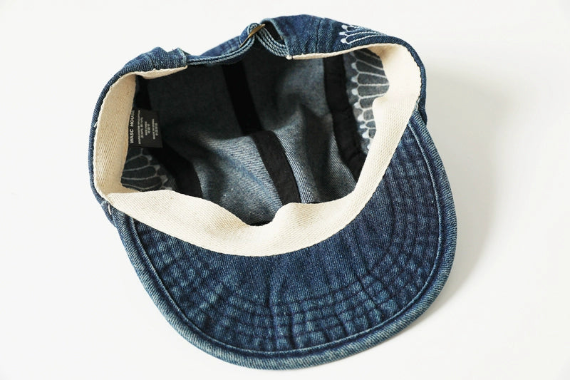 Japanese embroidered denim five-piece hat Washed distressed denim hat men's cap