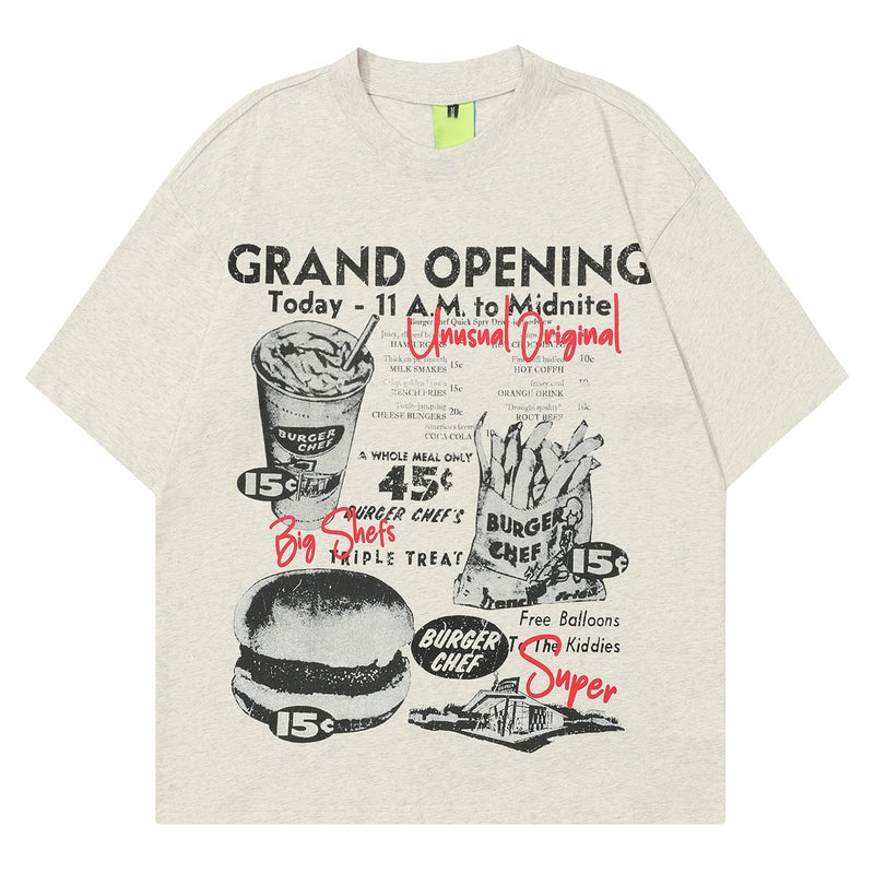 Fun Burger pure cotton short sleeve men's fashion brand lazy loose casual summer T-shirt
