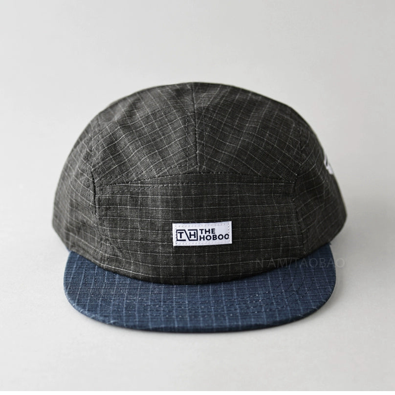 Spring new retro check, color-block flat-brimmed baseball caps, unisex casual and versatile sunshade peaked hat tide