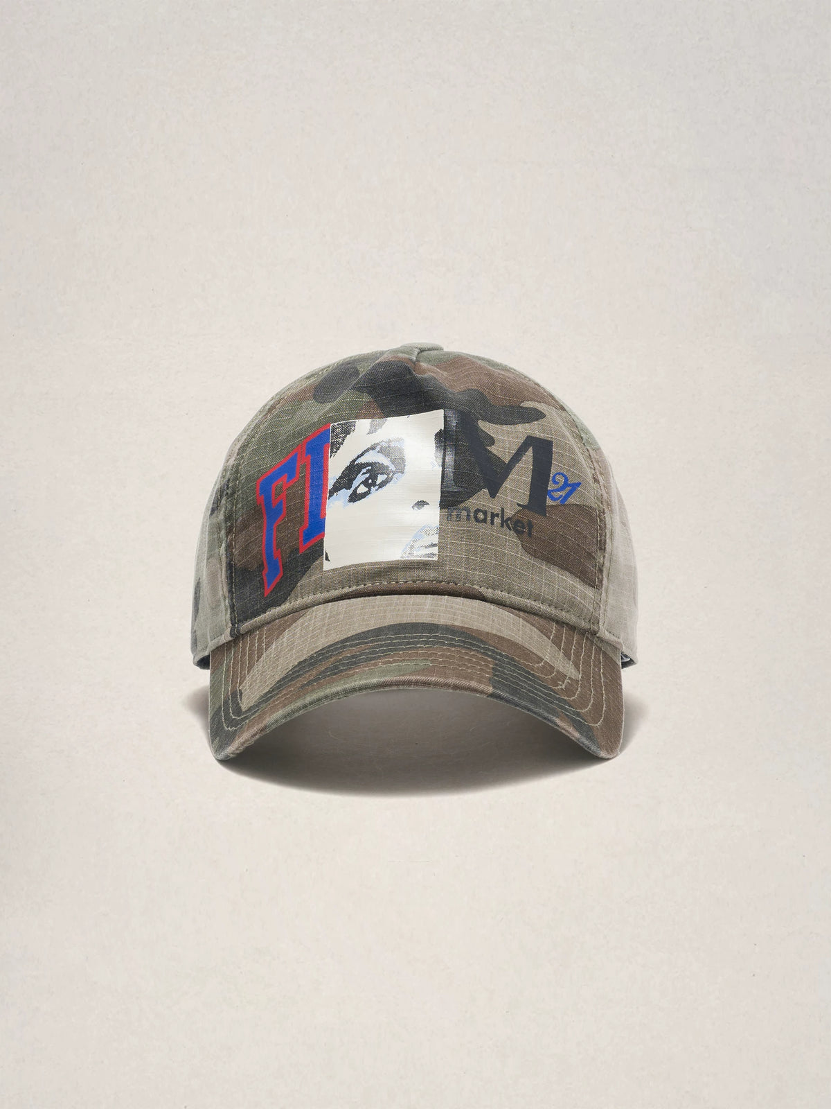 Camo Screen-Print Curved Brim Baseball Cap – American Vintage Unisex – cap | japanese streetwear | vintage workwear | unisex | Yamalinclothes