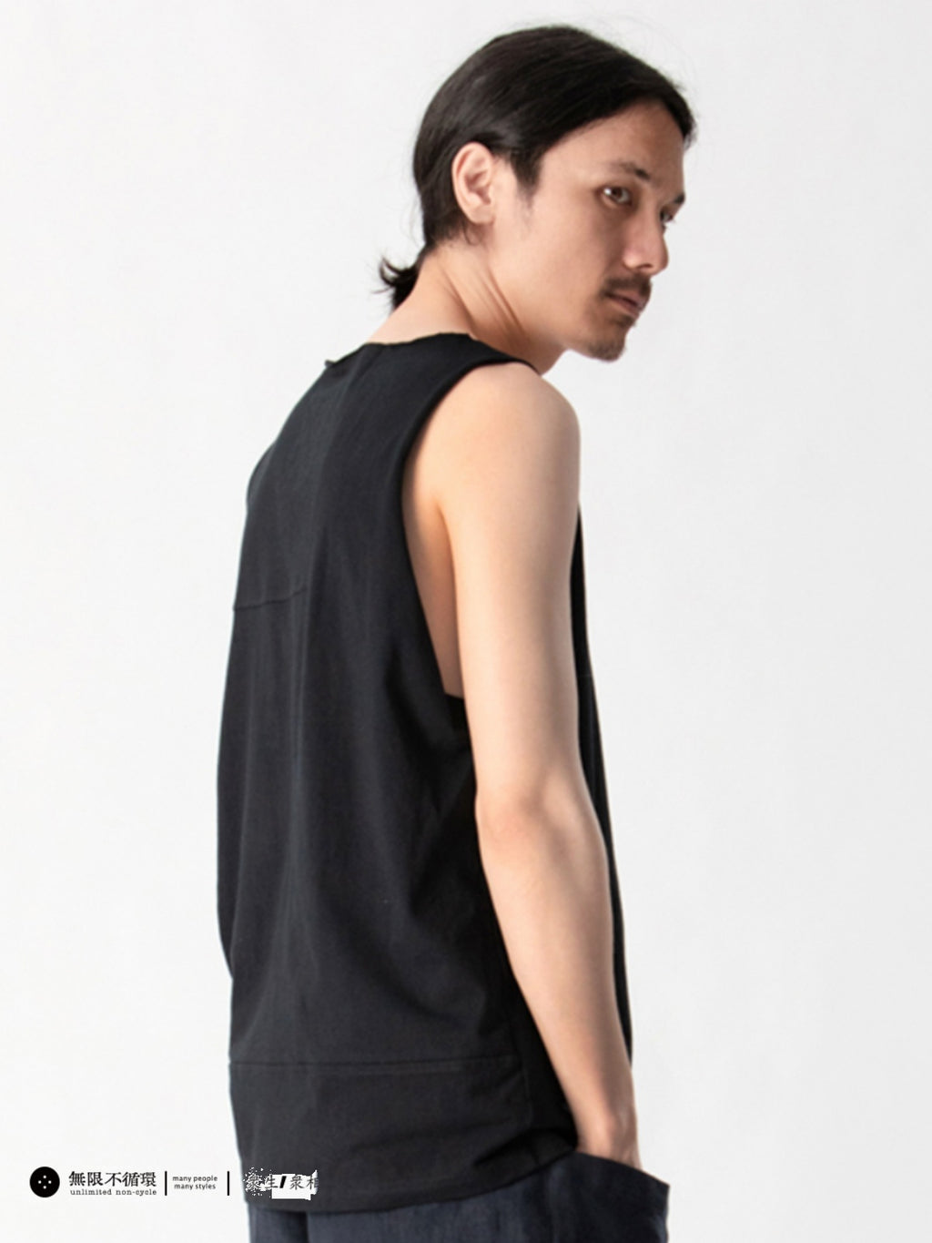 Pure cotton knitted modular split casual micro-loose vest