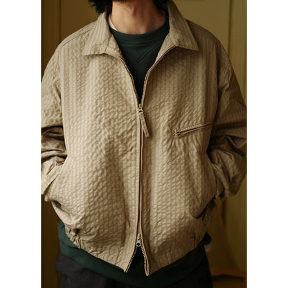 FW24 Vintage Harrington Jacquard Jacket - Yamalin Plaid Texture Memory Fabric Lapel Jacket