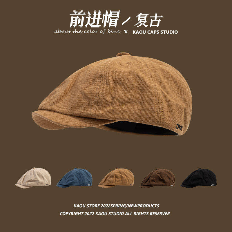 Japanese retro forward hat front and back can wear peaked hat, men's khaki newsboy hat, hipster beret female painter hat