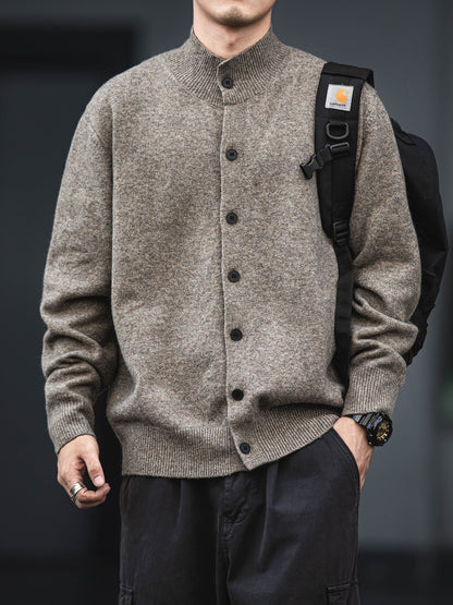Wool Blend Half-Turtleneck Cardigan – Old Money Knit Men – Japanese vintage | yamalin clothes | Yamalinclothes