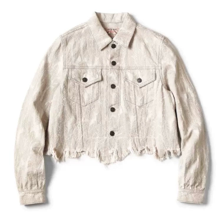 Japanese casual denim feather tassel destruction long-sleeved jacket