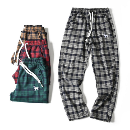 Japanese style retro plaid casual pants, spring/summer thin plaid straight leg tapered harem pants/sports pants – Japanese vintage | yamalin clothes | Yamalinclothes
