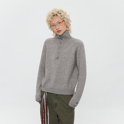 High Neck Knit Pullover – Loose Short Sweater Women – Japanese vintage | yamalin clothes | Yamalinclothes