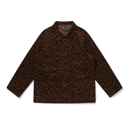 24AW JELADO Japanese vintage corduroy leopard print cotton men's and women's loose long-sleeved jackets