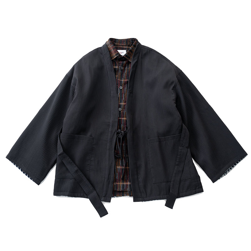 Japanese loose casual plain new high-drape fabric robe jacket jacket lazy style retro men's and women's tops