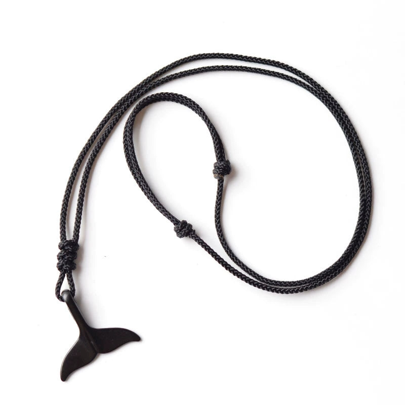 MD Original Vintage Style Bronze Whale Tail Handwoven Necklace Niche Black Simple Student Couple Gift