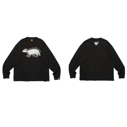 Japanese animal cartoon print long-sleeved T-shirt heavy bottoming shirt