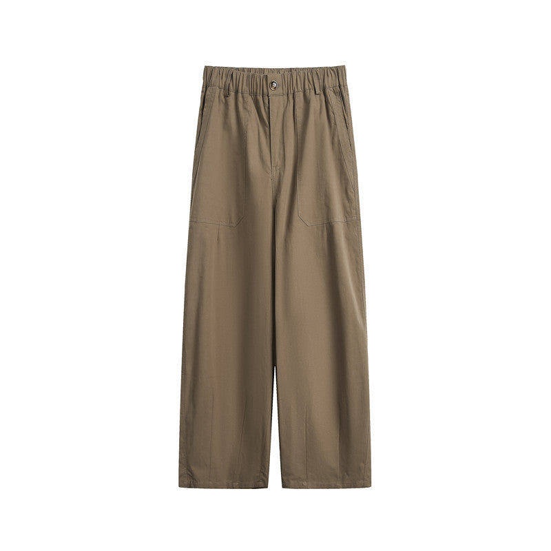 Cotton Work Pants – Elastic Waist & Wide Straight Leg | Yamalinclothes