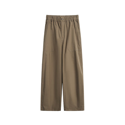 Cotton Work Pants – Elastic Waist & Wide Straight Leg | Yamalinclothes