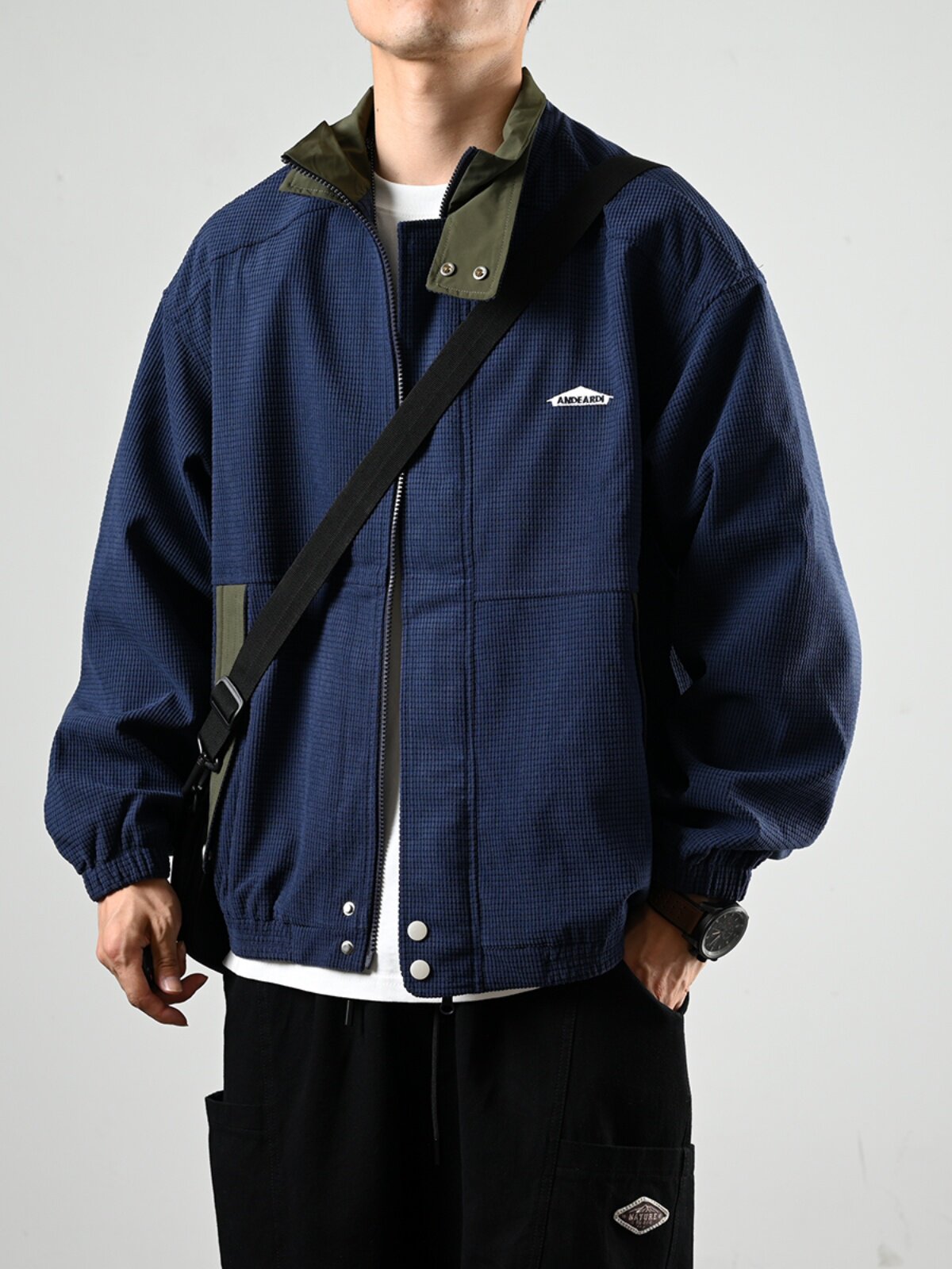 Corduroy Jacket – Contrast Stand Collar & Pocket Trim | Yamalinclothes