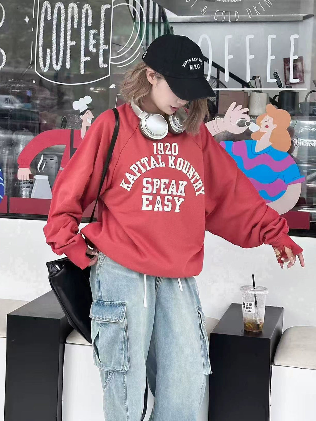 Kapital 25SS Japanese Casual Sweatshirt - Eye Print Distressed Loose Crewneck Pullover