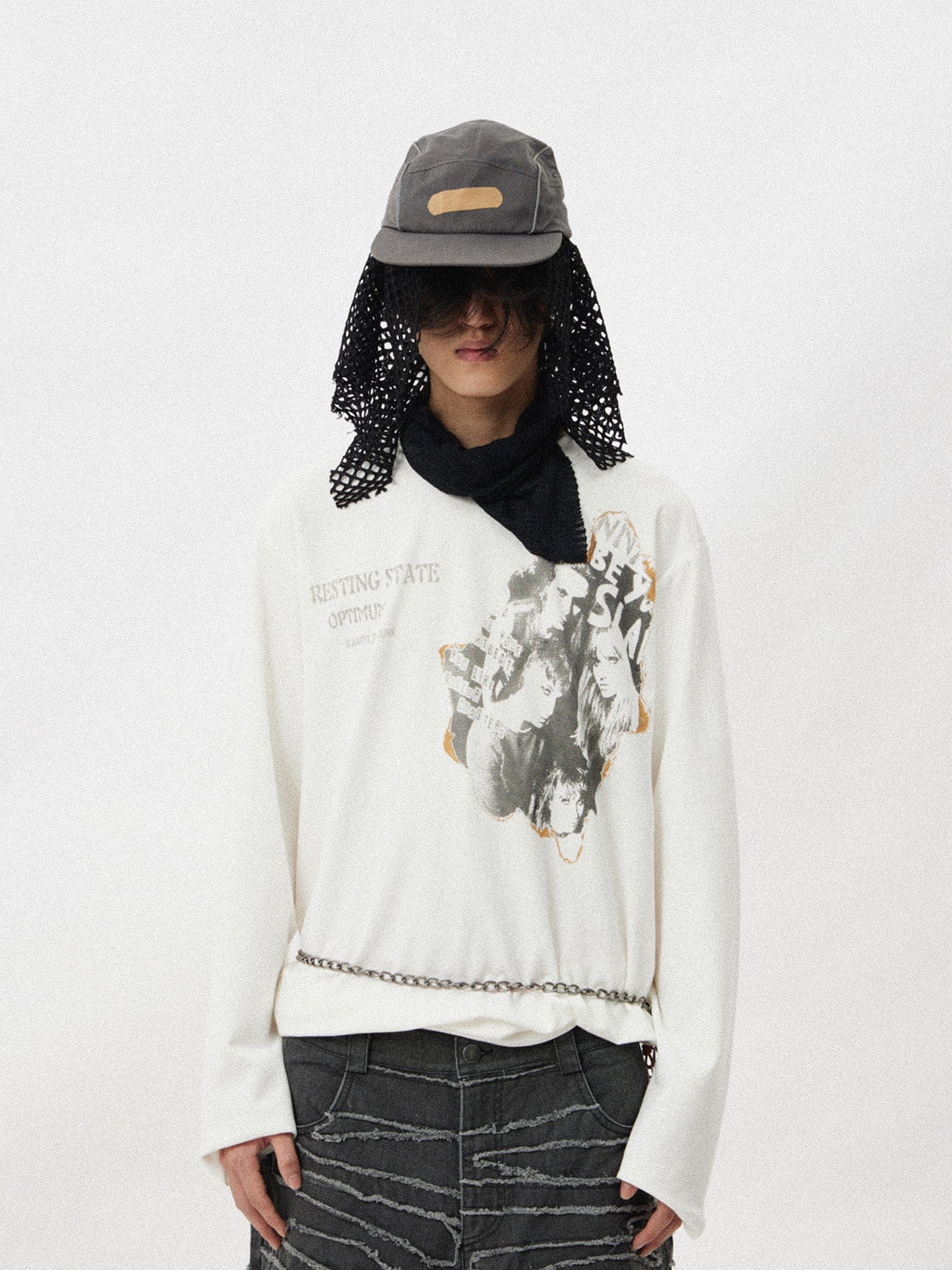 Graphic Print Oversized Long-Sleeve T-Shirt – Unisex Cotton Blend Base Layer Top