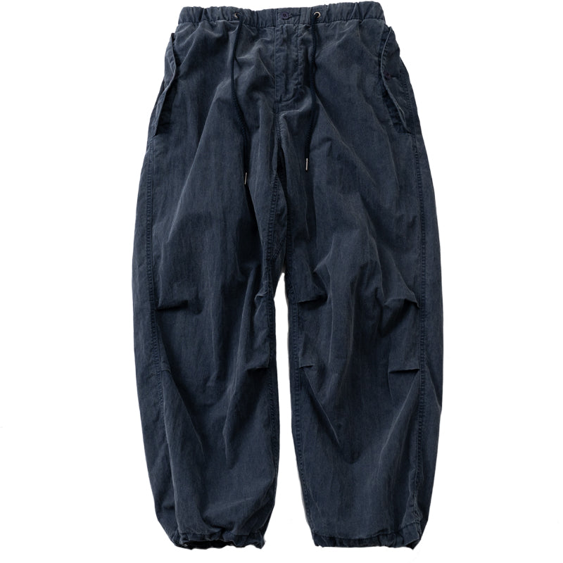 Washed, distressed, navy blue, loose straight-leg, wide-leg slacks, tucked in paratroopers, cargo pants, men's and women's