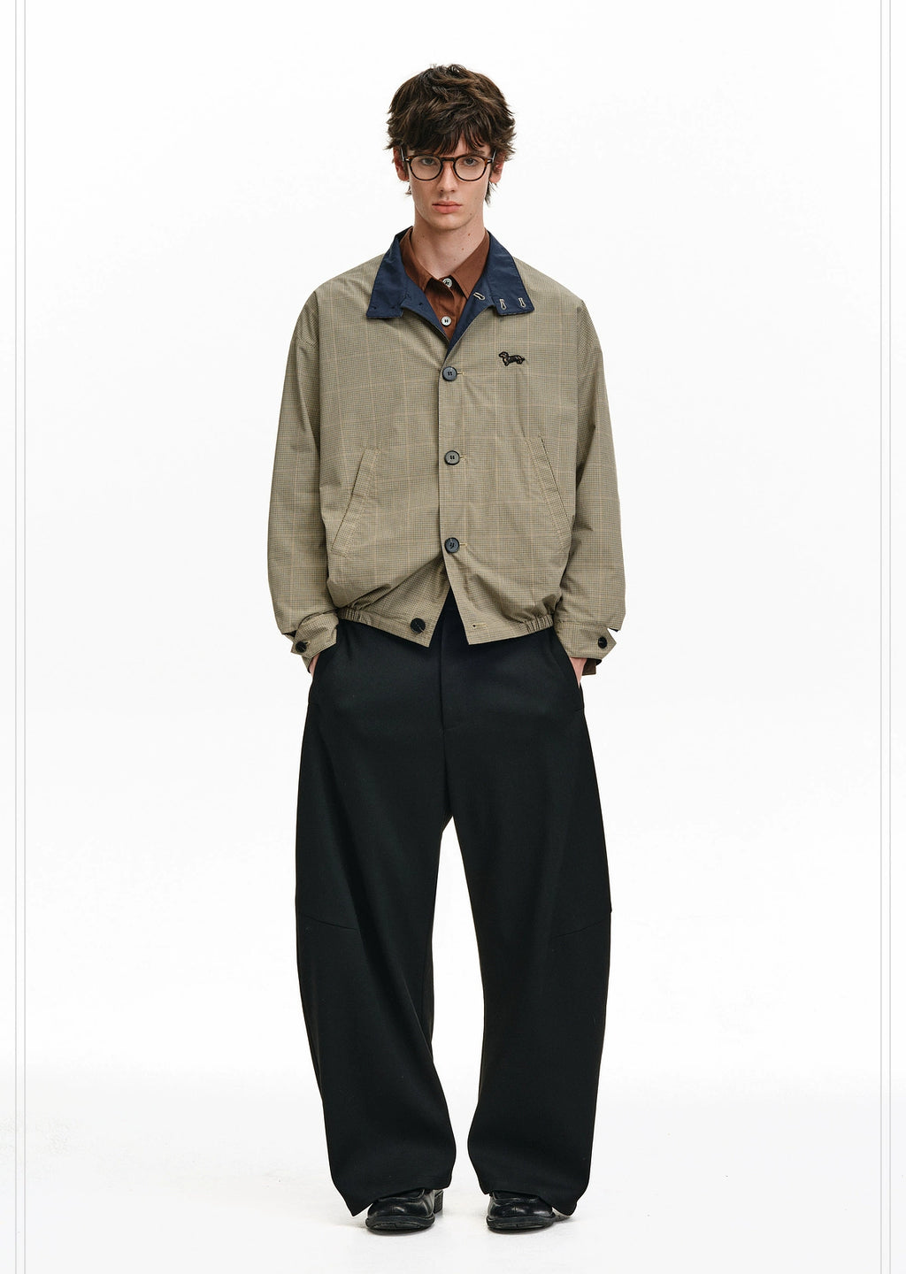 Plaid Structured Trench Coat – Retro Loose Contrast-Color (Unisex)