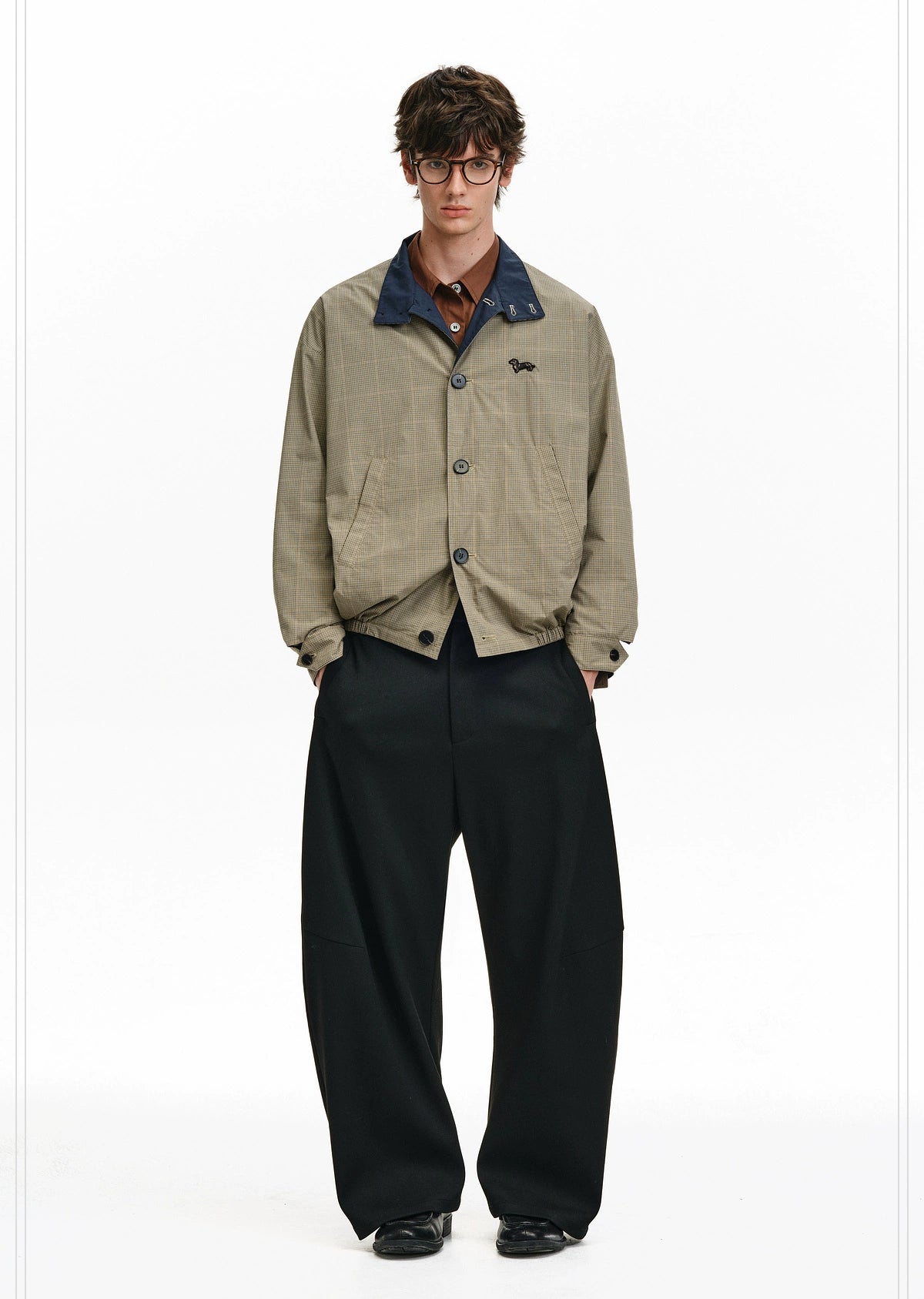 Plaid Structured Trench Coat – Retro Loose Contrast-Color (Unisex)