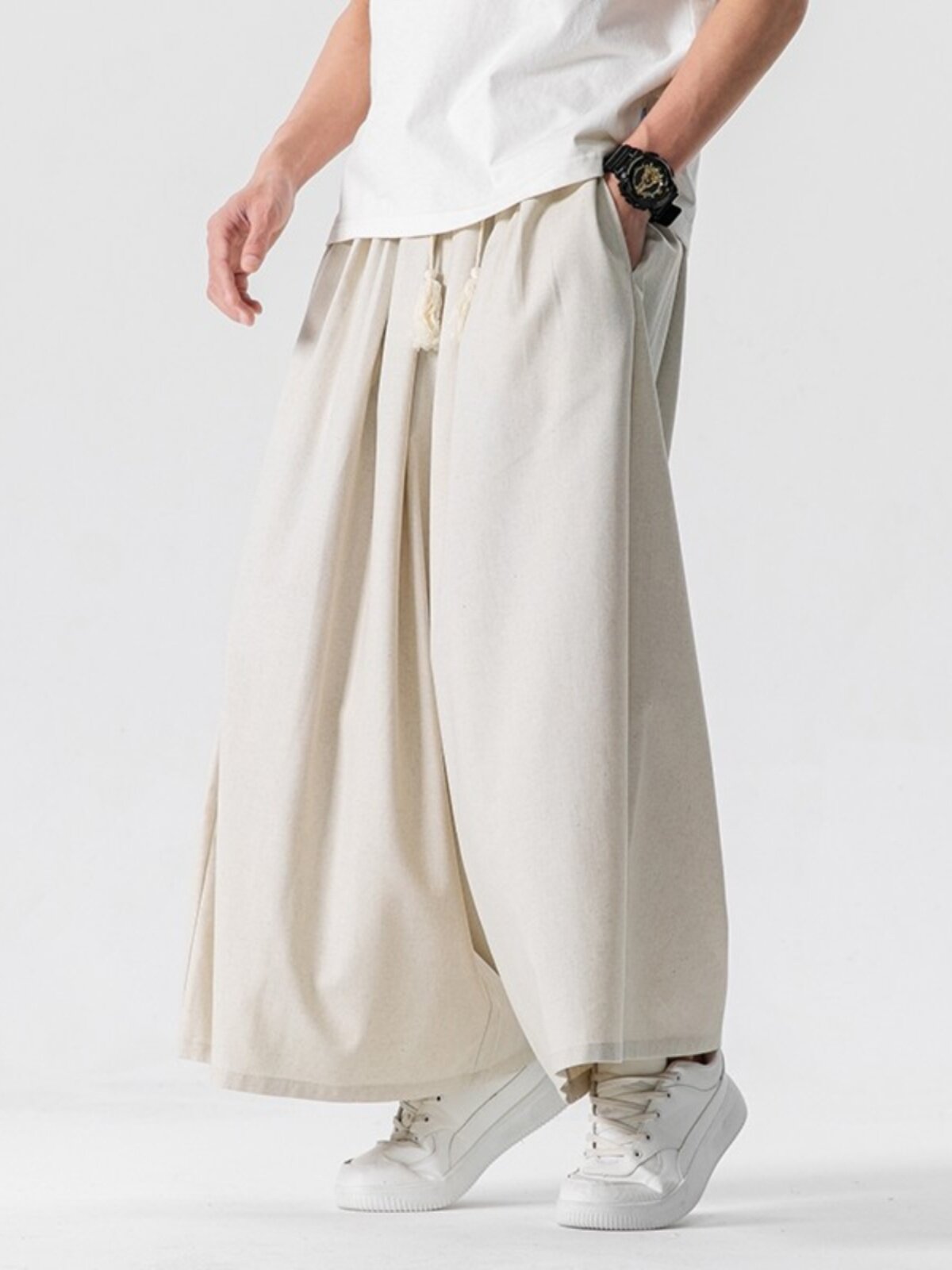 Cotton Linen Wide-Leg Pants – Japanese Bell Bottom Loose Unisex – Japanese vintage | fall outfits 2026 | fall winter outfits | classy winter outfits | lazy comfy outfits | japanese streetwear | vintage workwear | yamalin clothes | Yamalinclothes