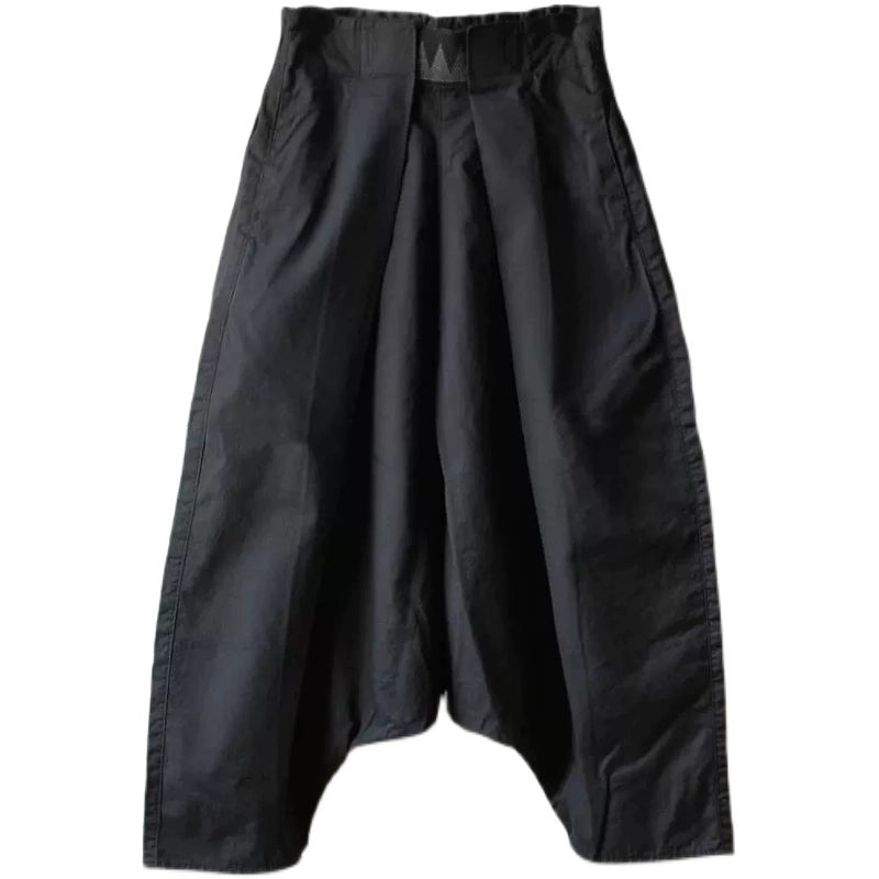 pleated elasticated waistband Cotton low-end trend men's and women's loose casual wide-leg pants