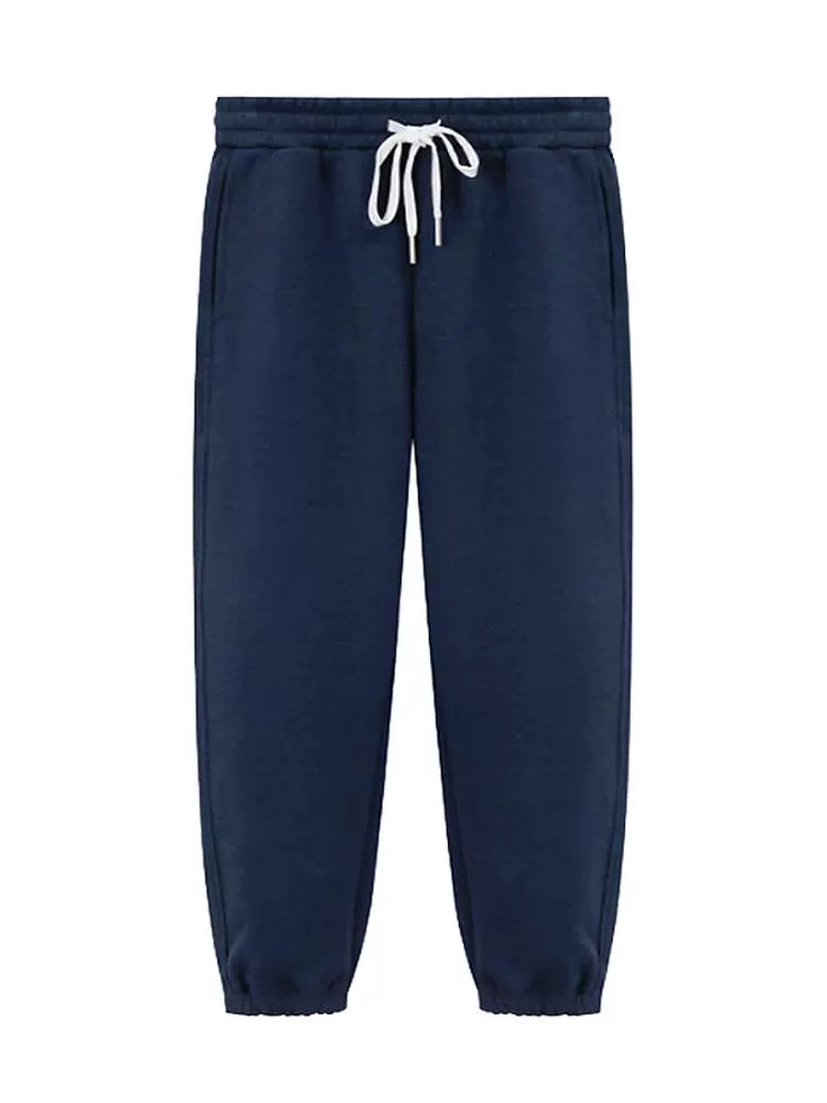 400g heavy navy blue twill fleece corset sweatpants casual fleece warm unisex style