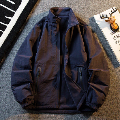 Fleece Thickened Reversible Stand Collar Jacket – Warm Unisex Autumn Winter