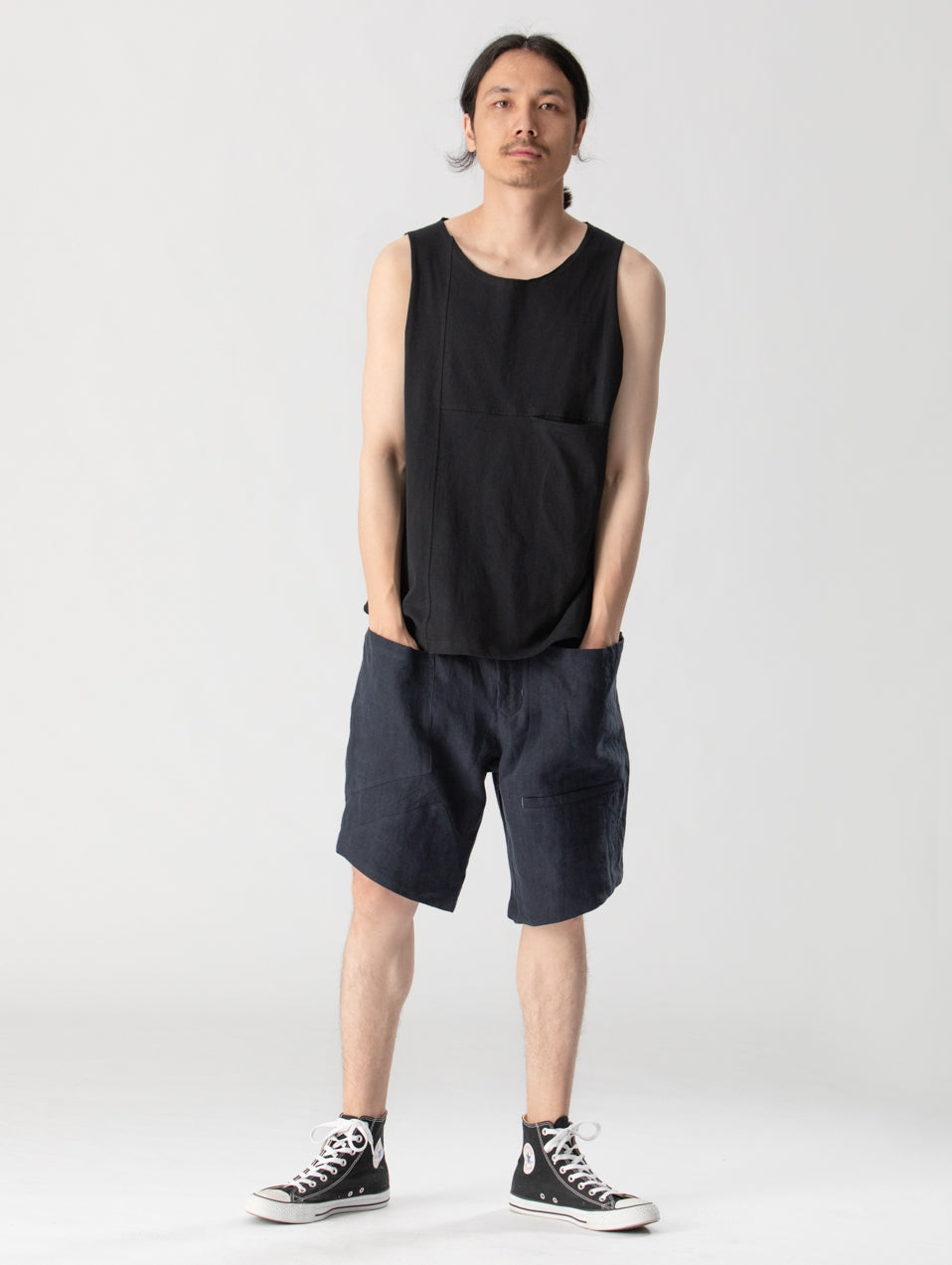 Pure cotton knitted modular split casual micro-loose vest