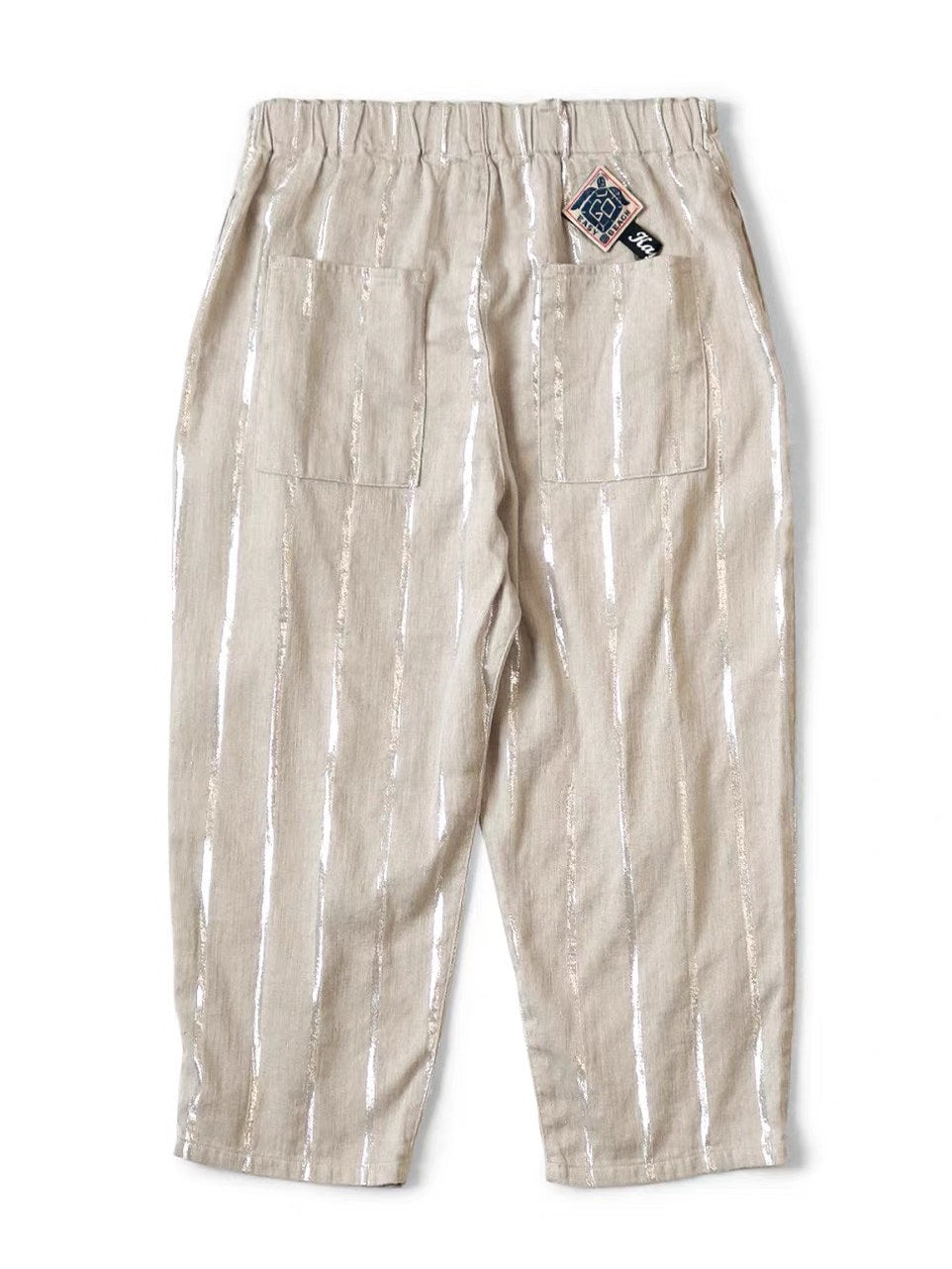 Made-to-order cloth カピタコ Hirata and macro spot thick stripe silver thread casual pants are thin