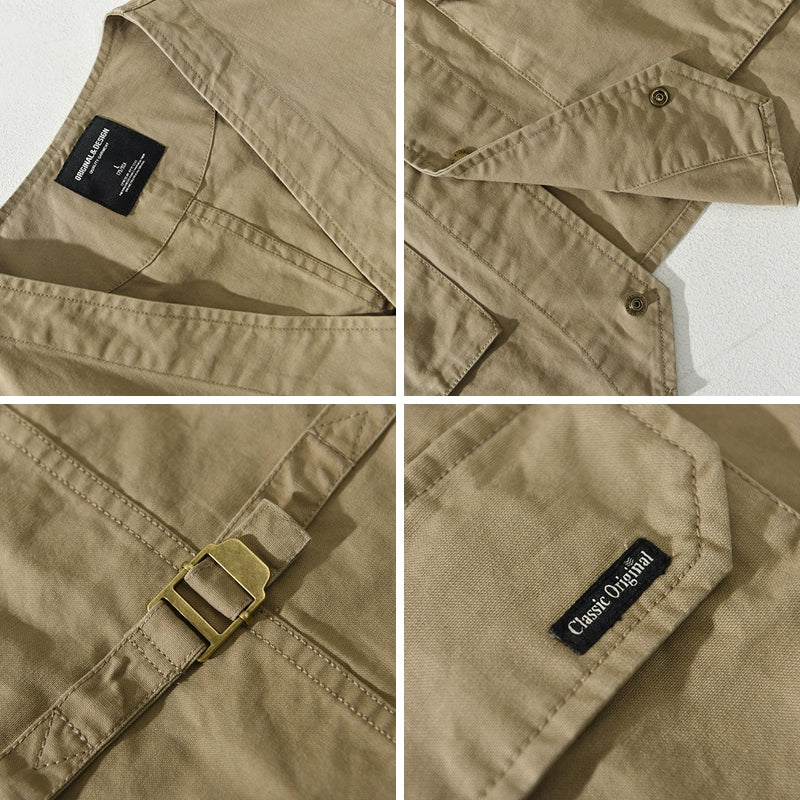 High-quality cotton overalls vest men's spring and summer thin trendy casual loose large size sleeveless vest shoulder horse clip