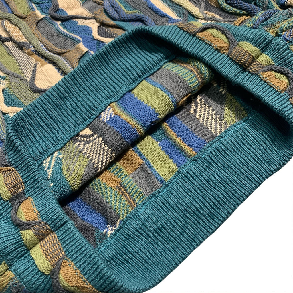 vintage Hirata and Hongfeng Heavy Industries bitter gourd pattern jacquard three-dimensional wave retro pullover sweater