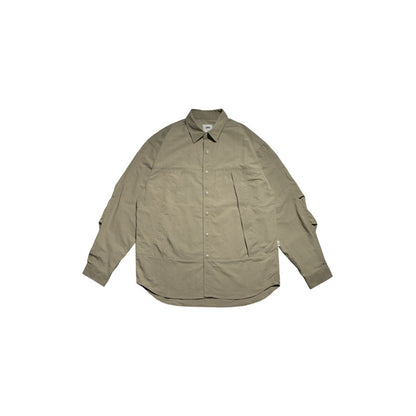 Japanese Workwear Pleated Layered Long-Sleeve Shirt Jacket – Cleanfit Silhouette Men’s Spring Autumn – Japanese vintage | yamalin clothes | Yamalinclothes