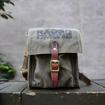 Vintage Washed Canvas Messenger Bag – Military Workwear Crossbody Satchel | Japanese vintage | yamalin clothes | Yamalinclothes